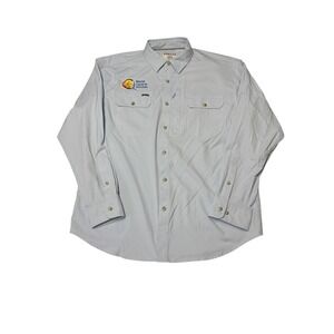 Poncho Outdoors World Central Kitchen Fishing Shirt Mens Large Blue Magnetic L/S